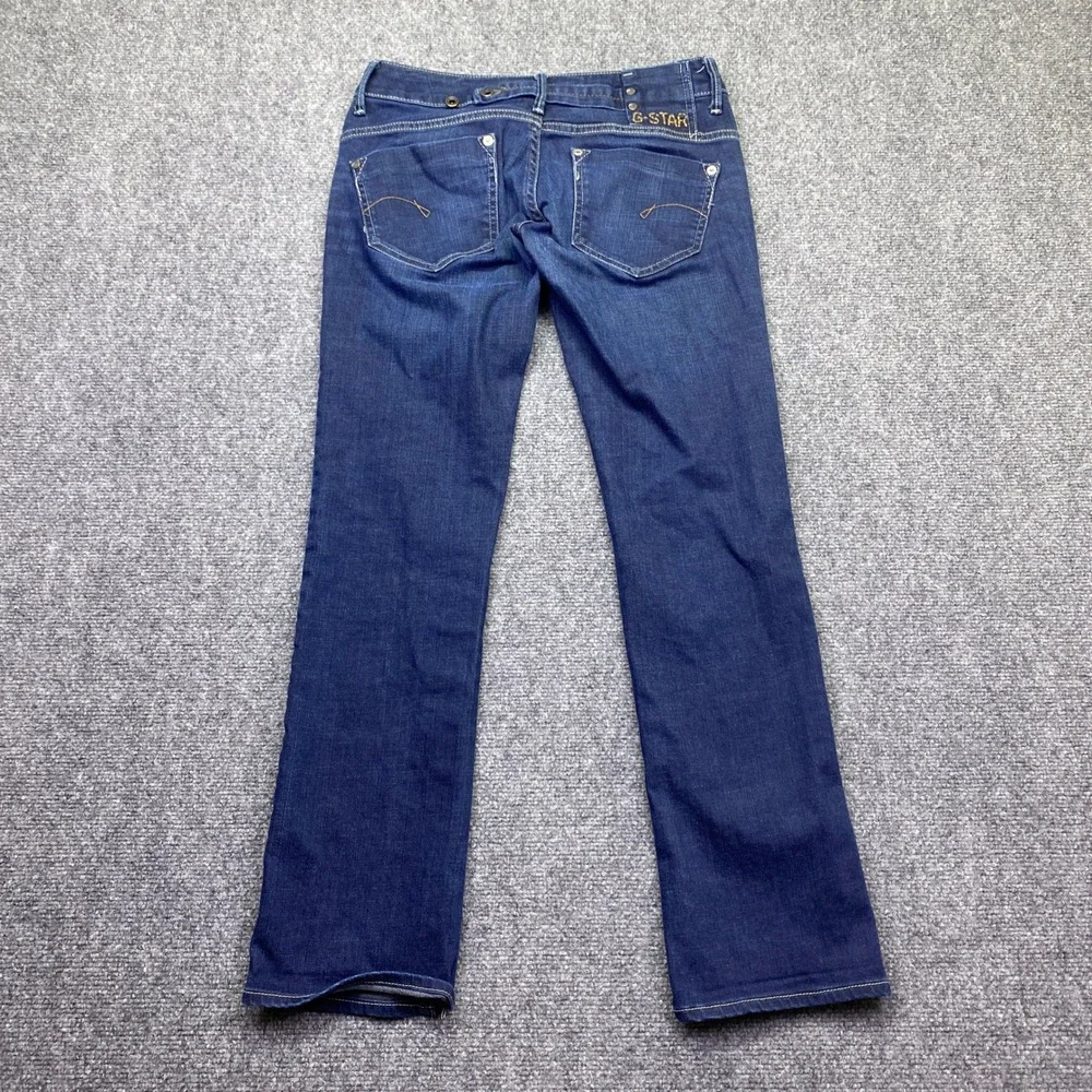 G-Star Raw Midge Straight Wmn Dark Wash Low Rise Jeans Sz 27 Grunge